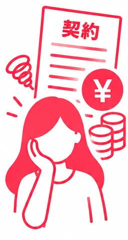契約書と料金に悩む女性